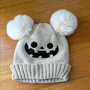 Cute Cream Knit Beanie with Pom Poms